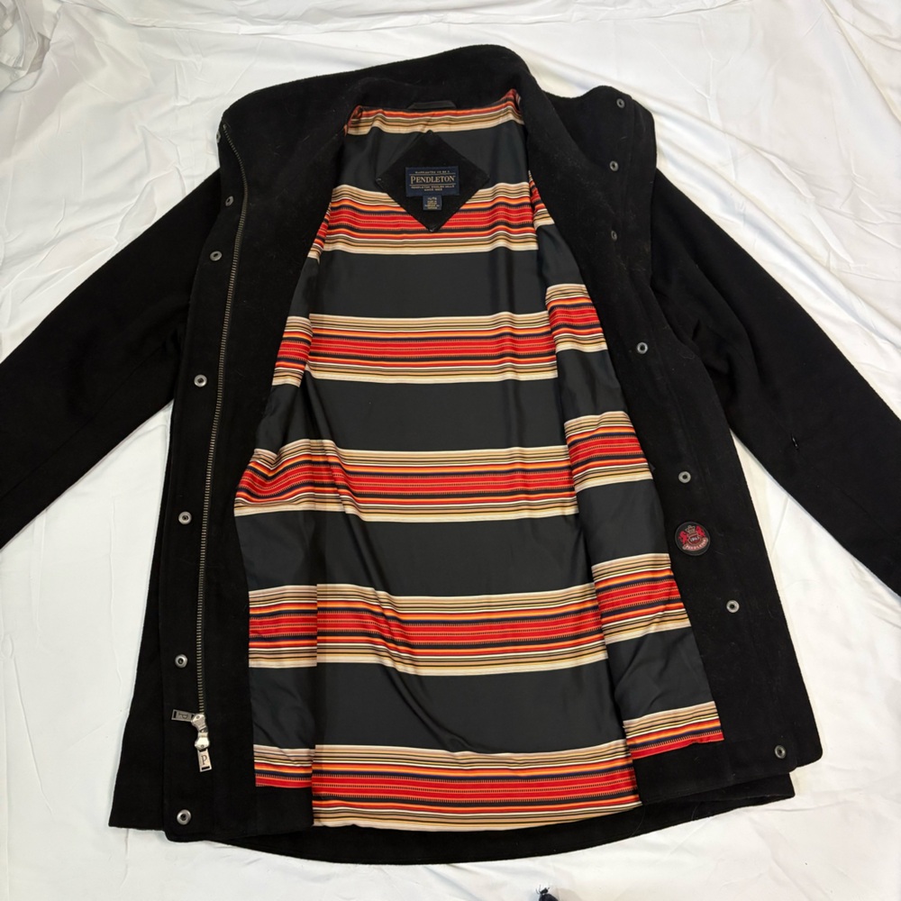 Pendleton Virgin Wool Blend Spring/Fall Coat Jacket Men’s XL Black EUC Classic